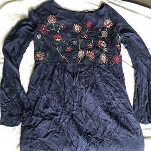 Navy blue bell sleeve dress